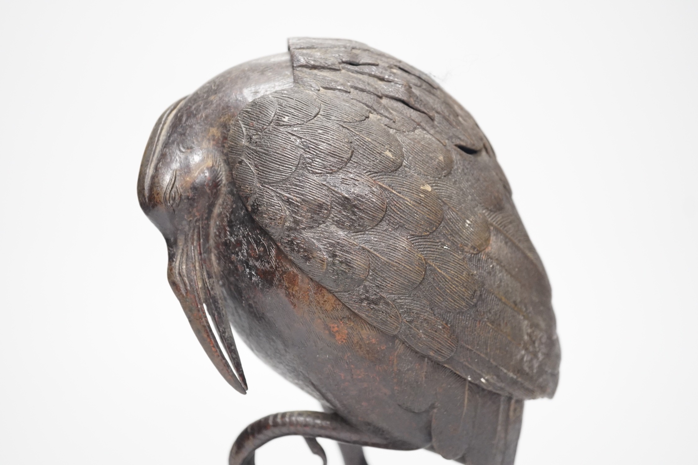 A Japanese bronze 'crane' censer, Meiji period, 24cm high
